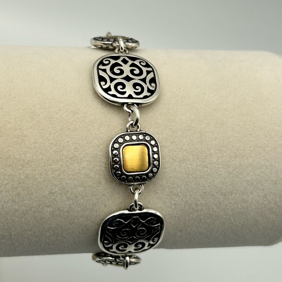 Brighton Shadow Play Bracelet Two-Tone Gold & Silver Plated Clear Crystals 8" - Picture 4 of 9